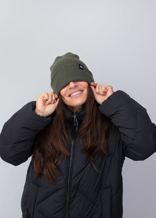 Deep Cuffed Beanie Olive Green