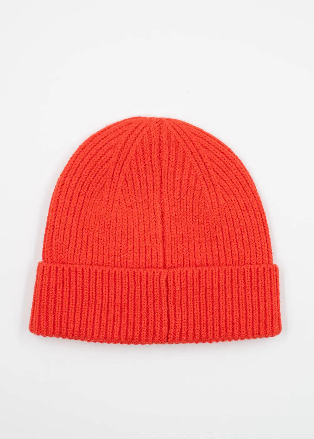 J.Clay Kids Beanie Sunset in leuchtendem Rot mit gefalteter Krempe, abgebildet auf weißem Hintergrund.