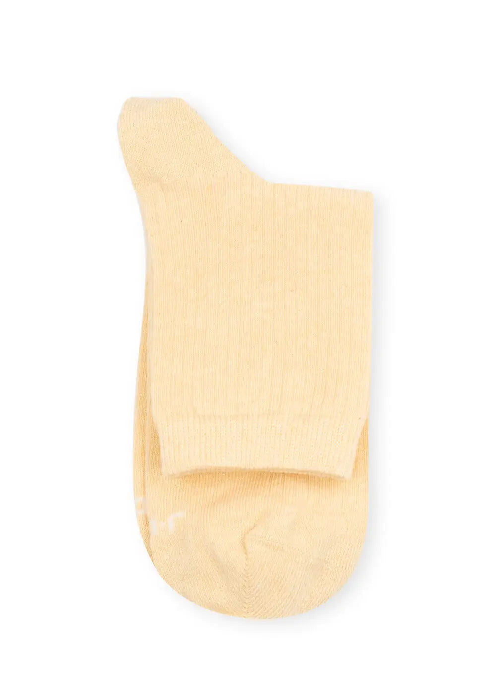 Ein Paar hellgelbe gerippte Damen Socken aus Bio Baumwolle von J.Clay, ordentlich gefaltet auf weißem Grund - perfekt für den Sommer.