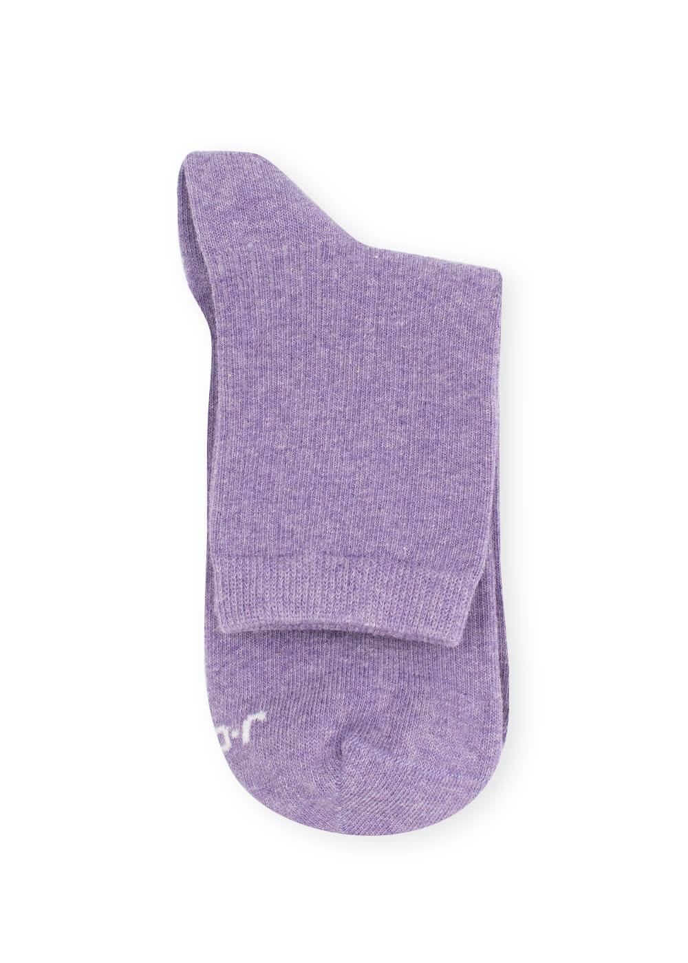 Eine einzelne lavendelfarbene J.Clay Damen Socke aus Bio Baumwolle ist ordentlich gefaltet und steht vor einem weißen Hintergrund.