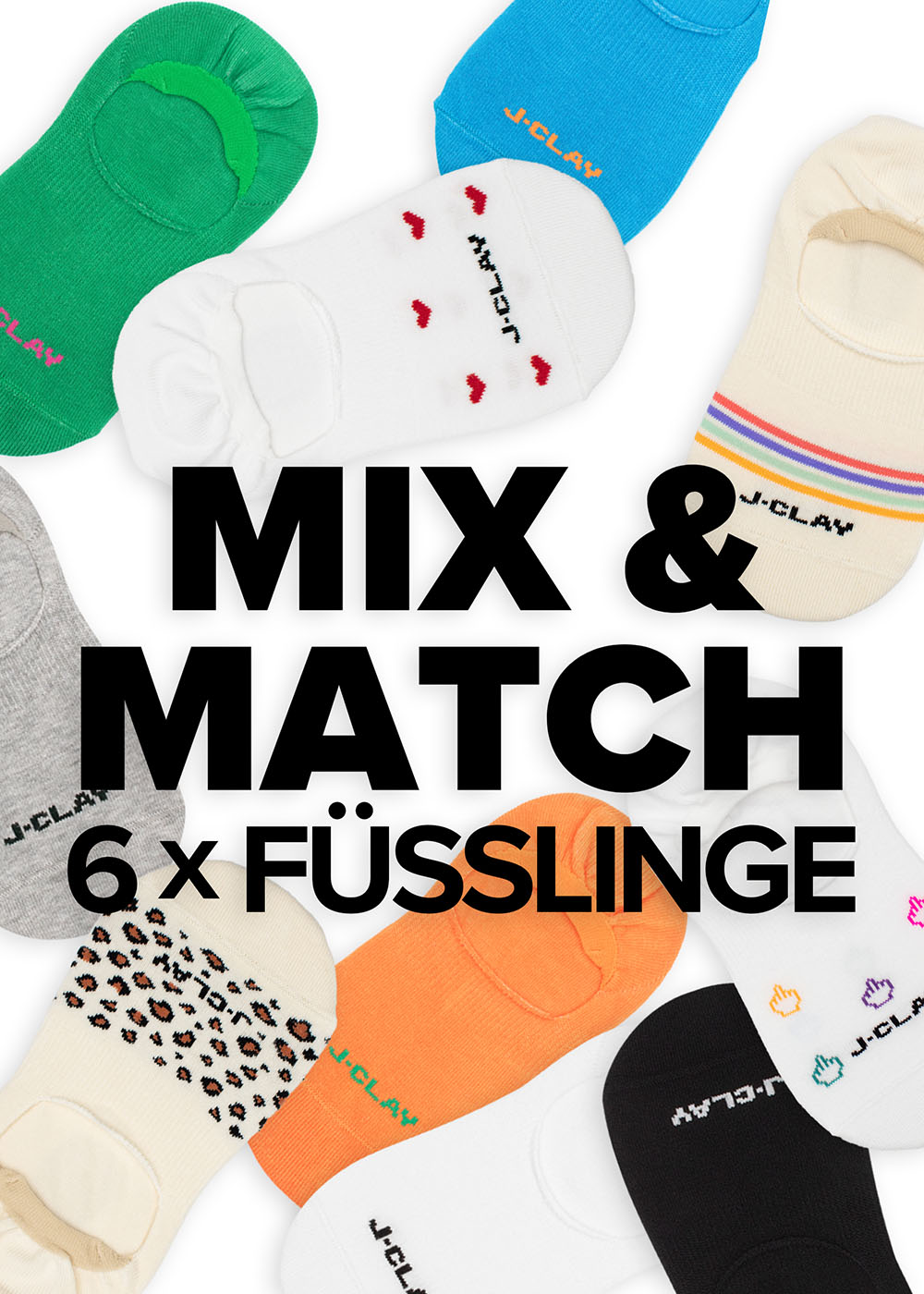 Sparen Sie 20 auf J.Clay Mix Match - 6 Füsslinge farbenfrohe No-Show-Socken in Mustern.