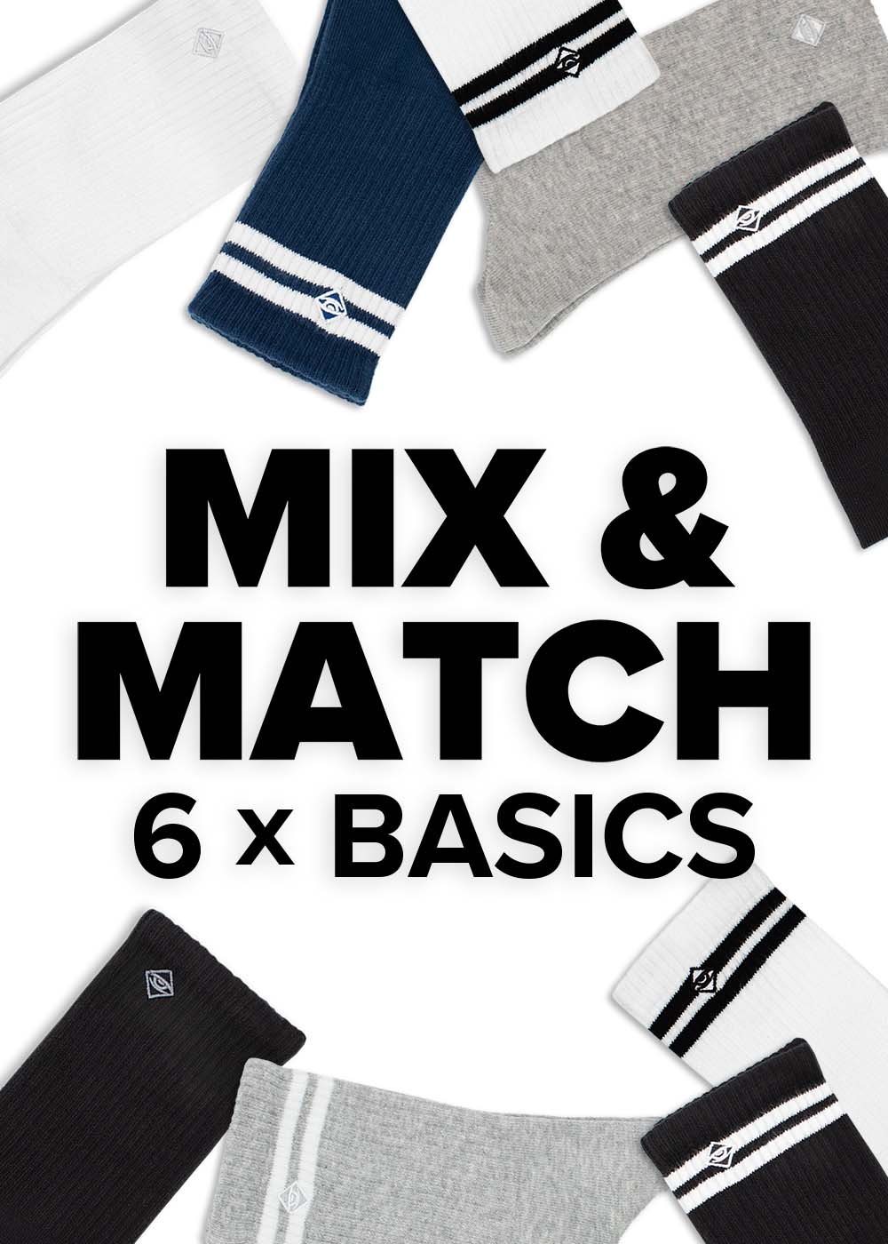 J.Clay Mix Match - 6 Basics: Bunte Tennissocken im Bundle - jetzt sparen.
