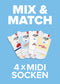 20  sparen: Vier J.Clay-Mittelsocken in Blau, im Mix--Match-Stil.