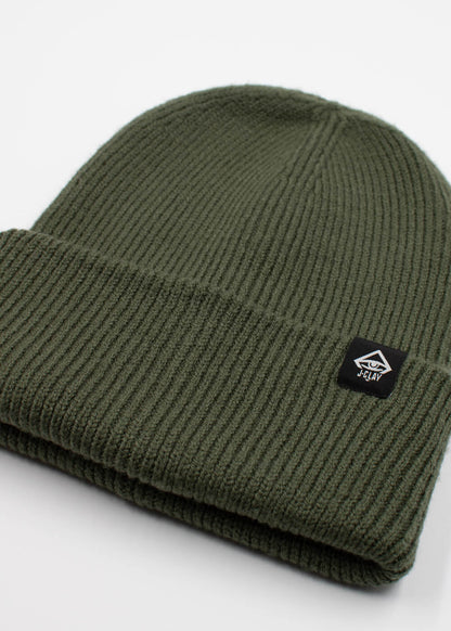 Deep Cuffed Beanie Olive Green