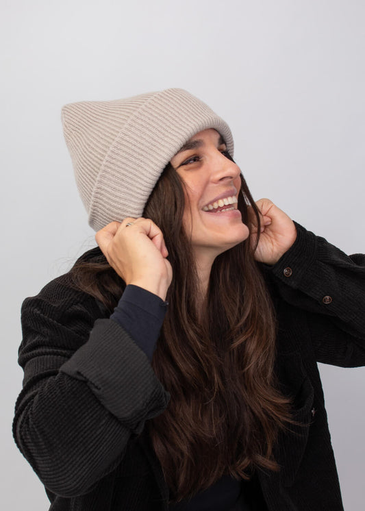 Deep Cuffed Beanie Natural Stone