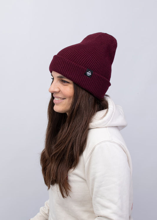 Deep Cuffed Beanie Burgundy - Mützen