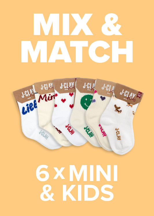 Mix  Match – 6 Kindersocken von J.Clay: Bunte Socken, 20  Rabatt beim Kauf des Sets.