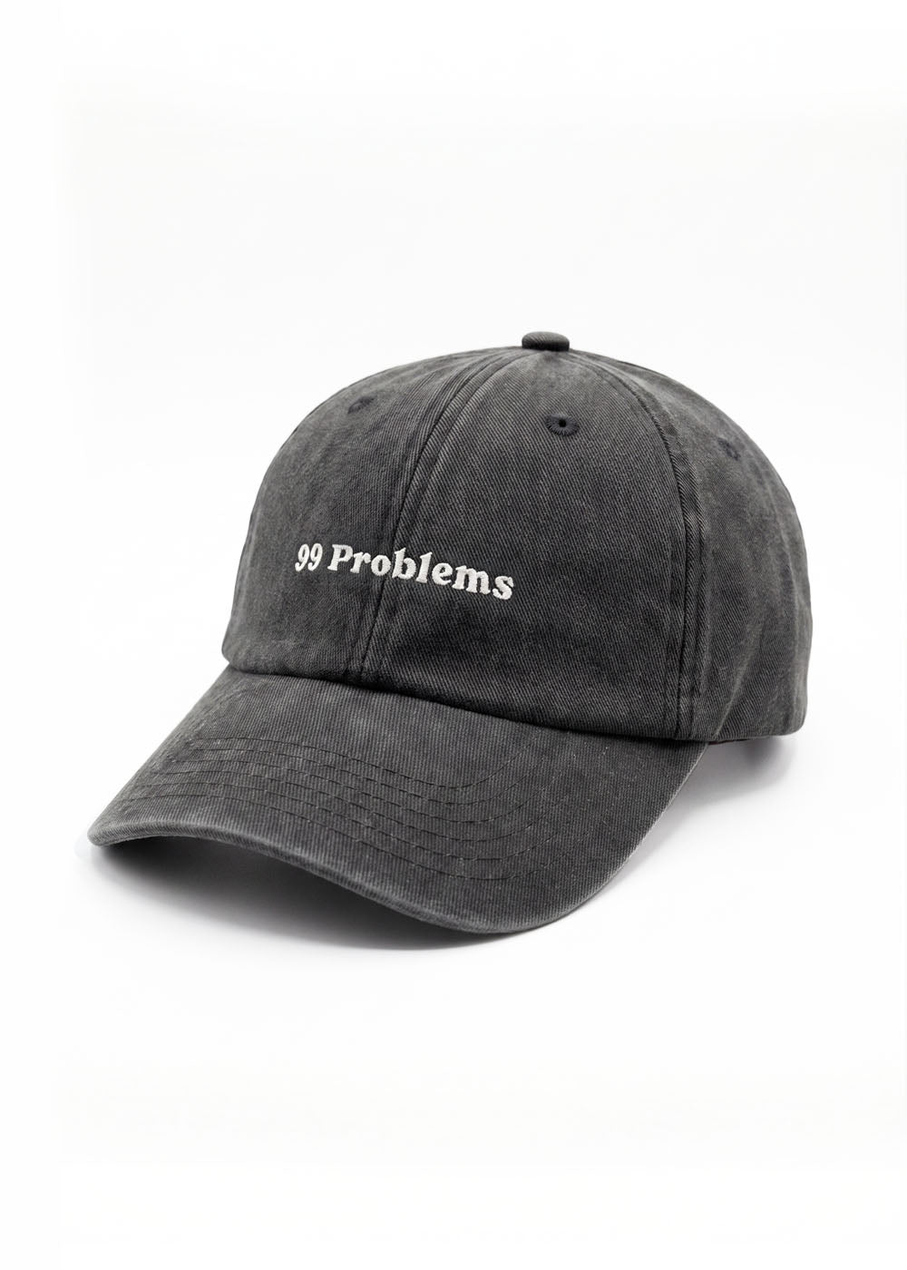 J.Clay 99 Problems – schwarze Kappe mit weißer Stickerei „99 Problems“ auf der Vorderseite.