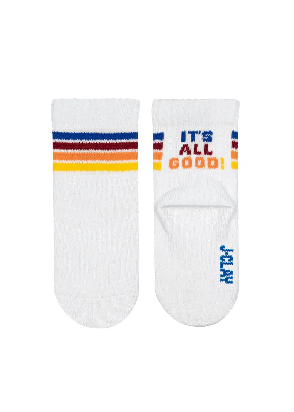 Zwei weiße J.Clay All Good - Mini-Babysocken mit farbigen Streifen, aus hochwertigen Materialien.