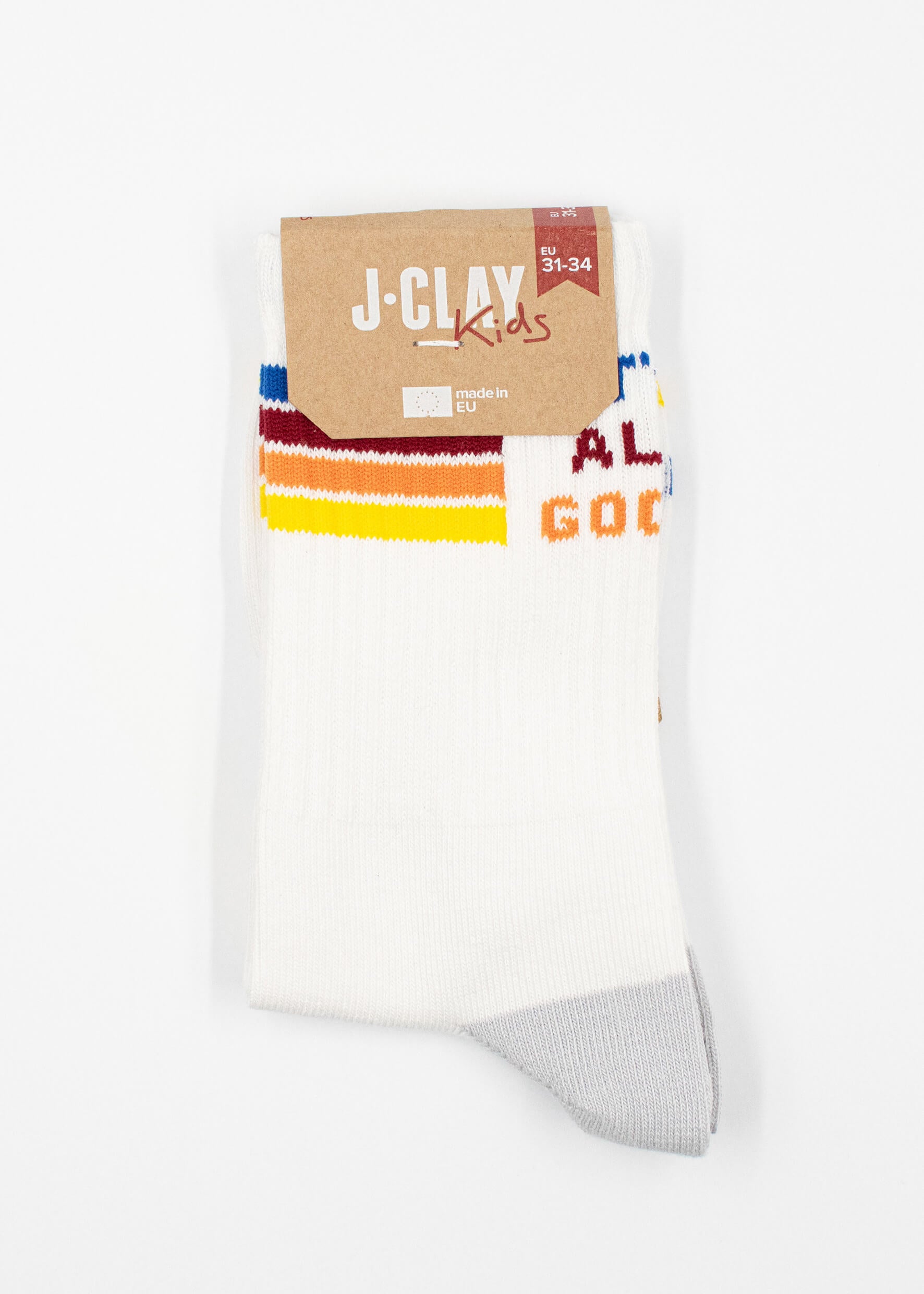 Ein Paar All Good - Kindersocken mit bunten Streifen, Marke J.Clay.
