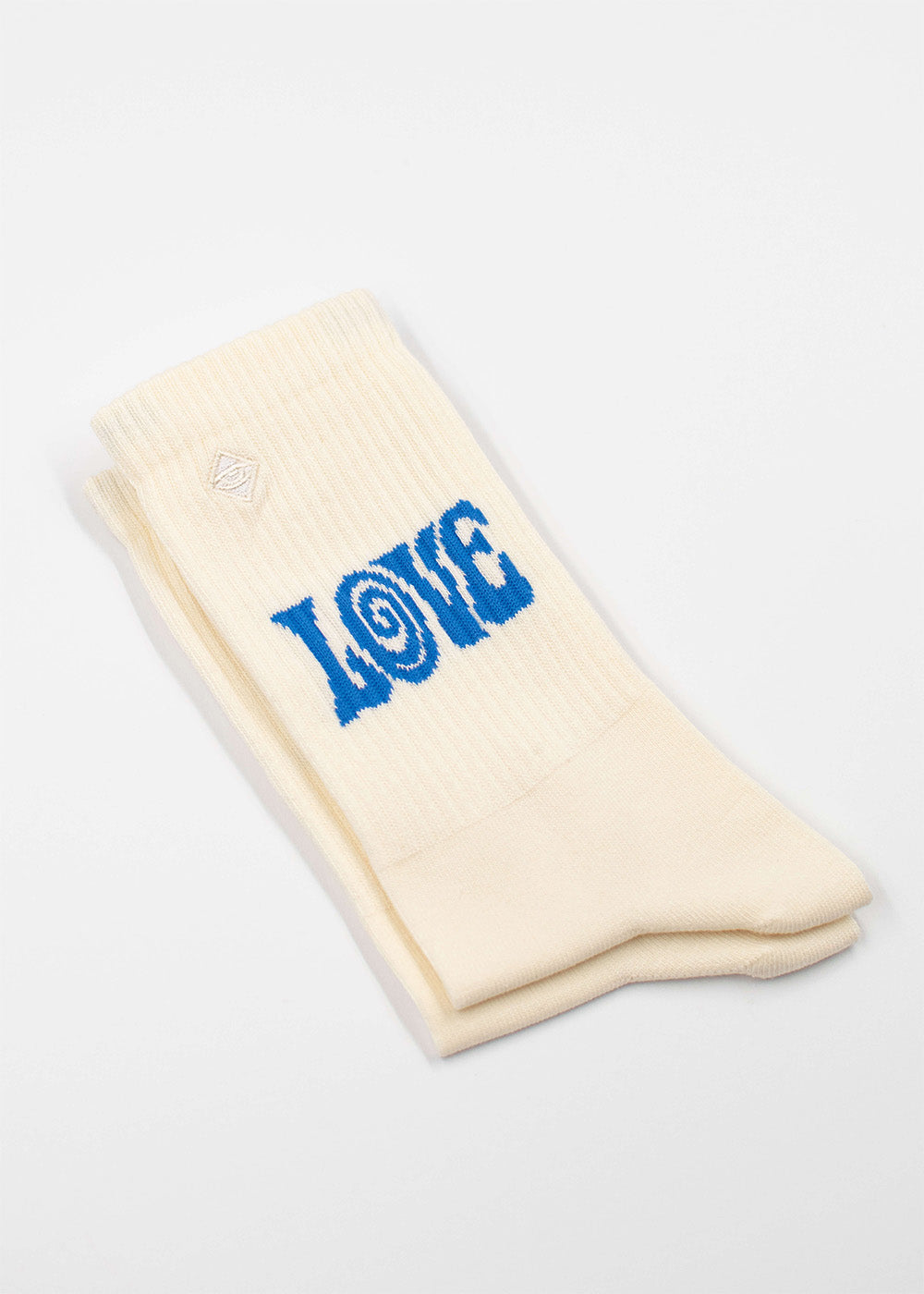 J.Clay boho love cream Damen Socken mit fett blauem LOVE Text-perfekter Retro Tennissocken Stil.