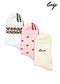 J.Clay Pilates Mix Pack: drei Paar Eco Grip Socken - Leopard, Rosa Herzen und Creme Love.