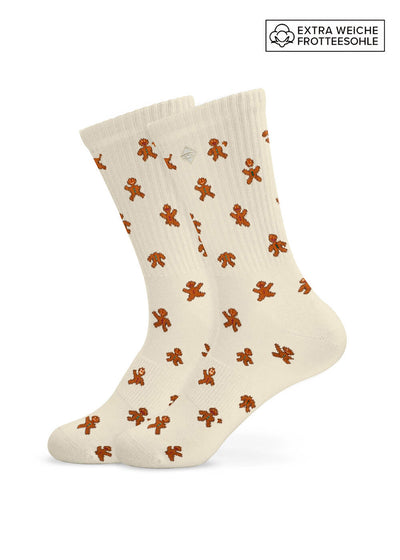 J.Clay Lebkuchenmann-Tennissocken mit weicher Frottee-Sohle – perfekt für Weihnachten.