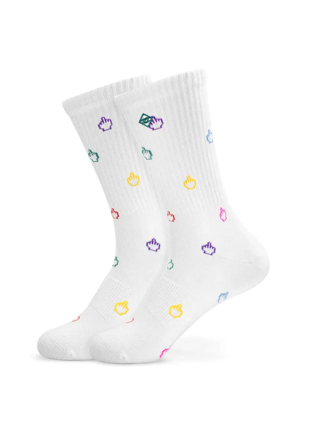 J.Clay Have a nice day Socken zeigen bunte Mauszeigersymbole auf weißem Grund.