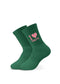 J.Clay I Love Santa – Kinder: Grüne Socken mit der rosa Aufschrift „I ♥ SANTA“ am oberen Rand.