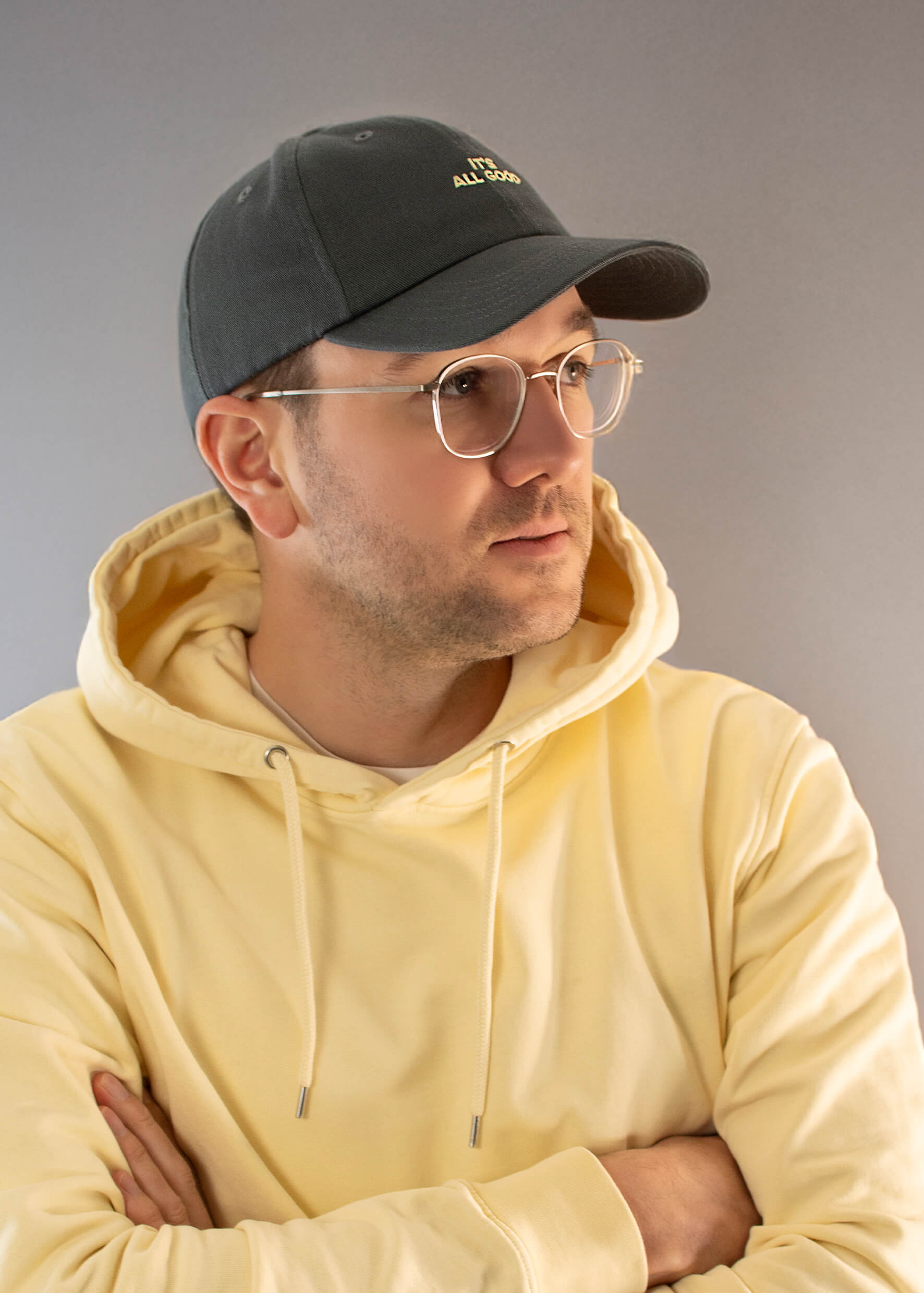 All Good - Cap - Grey - Graue 6 Panel Kappe mit Spruch 62997993062668