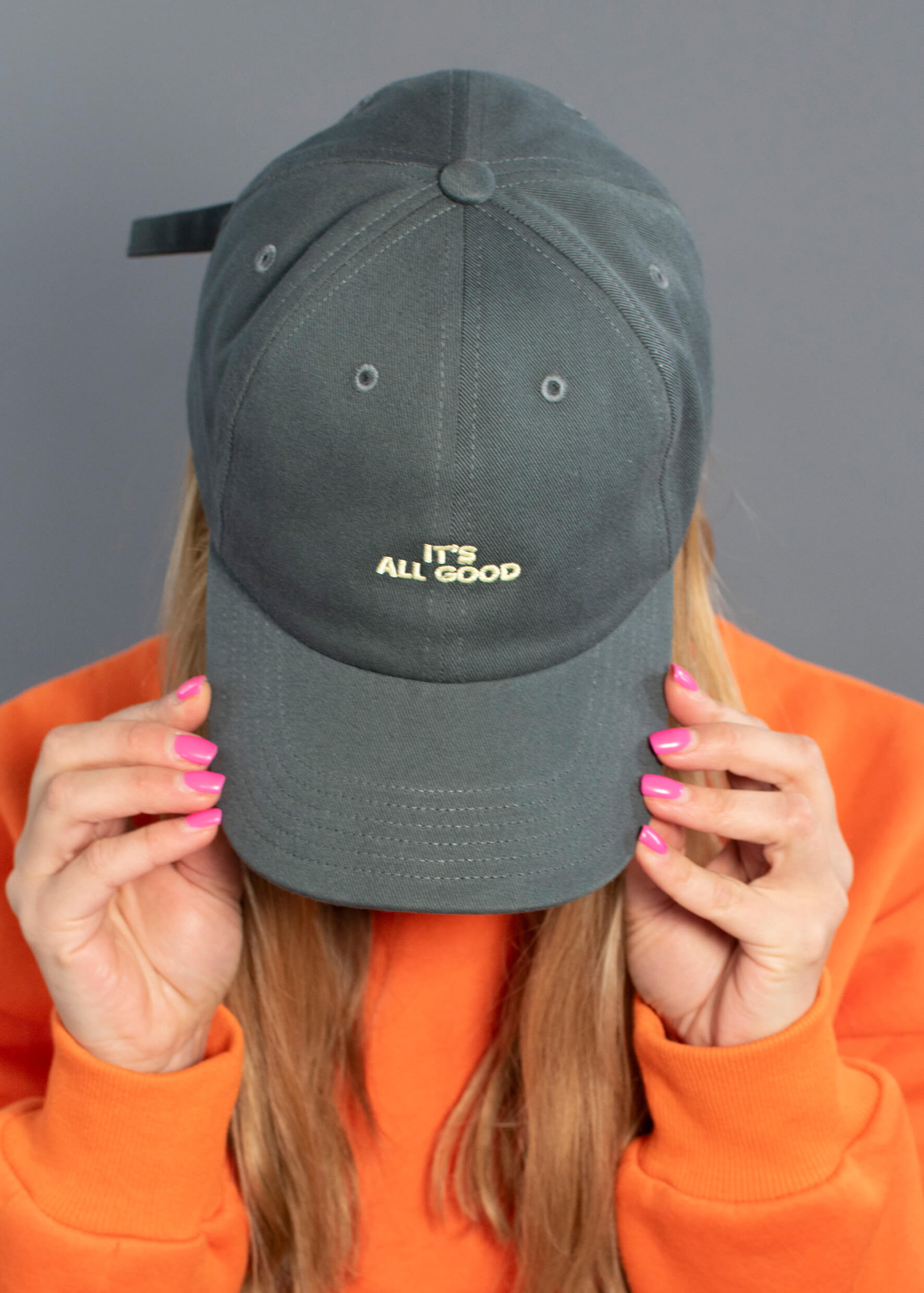All Good - Cap - Grey - Graue 6 Panel Kappe mit Spruch 62976824410380