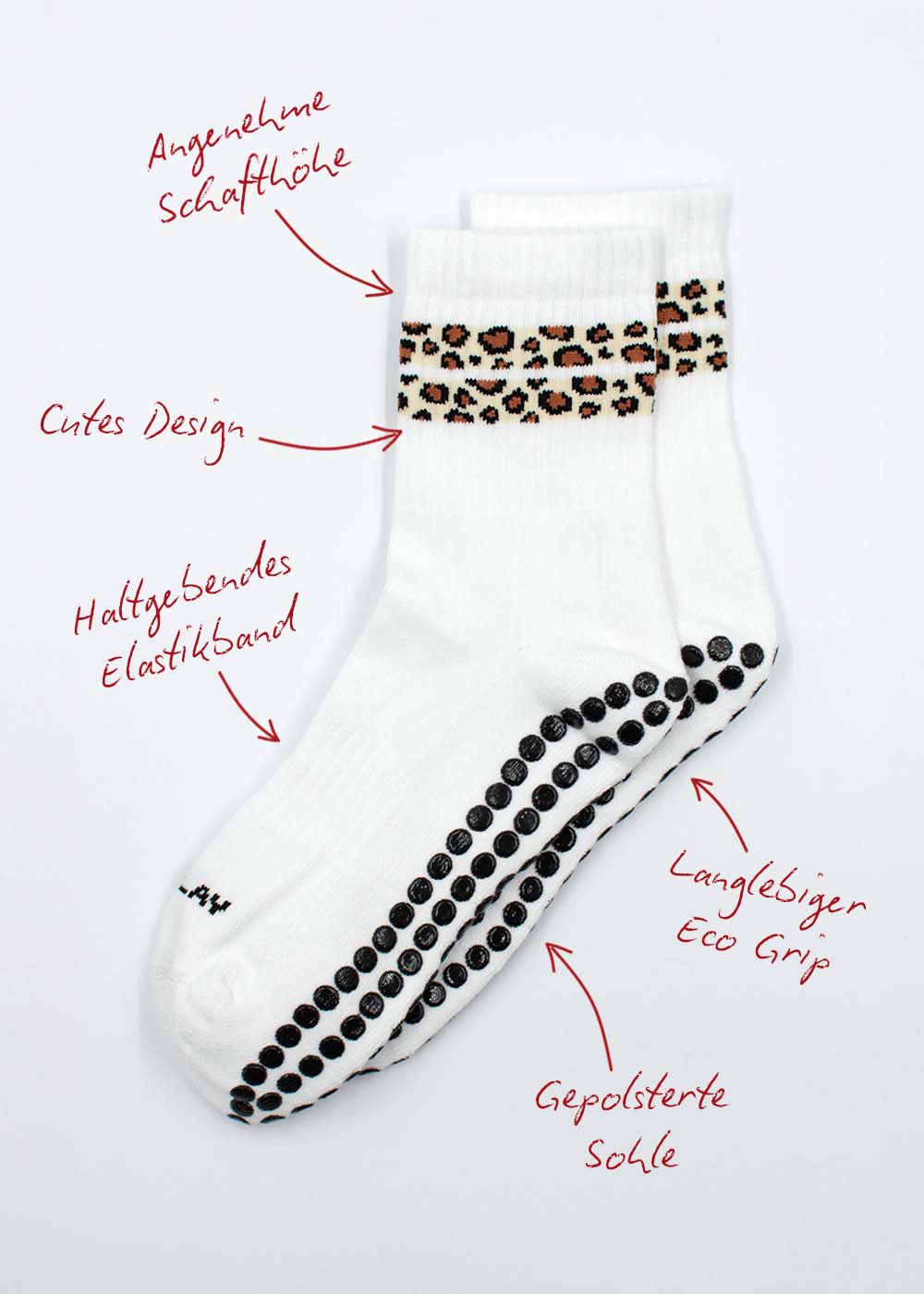 J.Clay Leo Stripes Grip-Socken mit Öko-Griff, perfekt für Reformer-Pilates-Sitzungen.