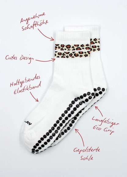 J.Clay Leo Stripes Grip-Socken mit Öko-Griff, perfekt für Reformer-Pilates-Sitzungen.