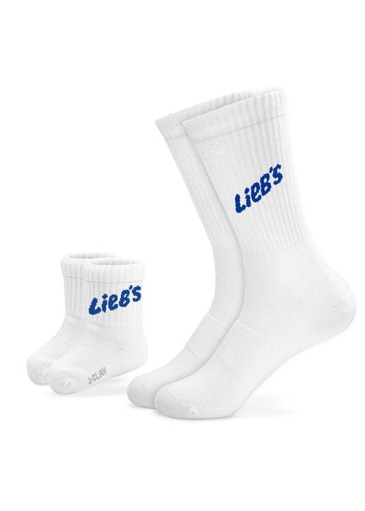 J.Clay Lieb‘s – Fam Pack: Zwei Paar weiße Socken, Partnerlook-Geschenk zur Geburt.