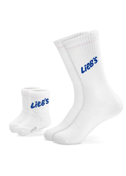J.Clay Lieb‘s – Fam Pack: Zwei Paar weiße Socken, Partnerlook-Geschenk zur Geburt.