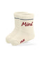 Cream Mini - Mini-Socke von J.Clay: roter "Mini"-Schriftzug, blauer Streifen, hochwertige Kindersocken.