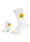 J.Clay’s Yellow Smile – Familienpack: passende weiße Socken mit gelben Smileys für deine Familie.