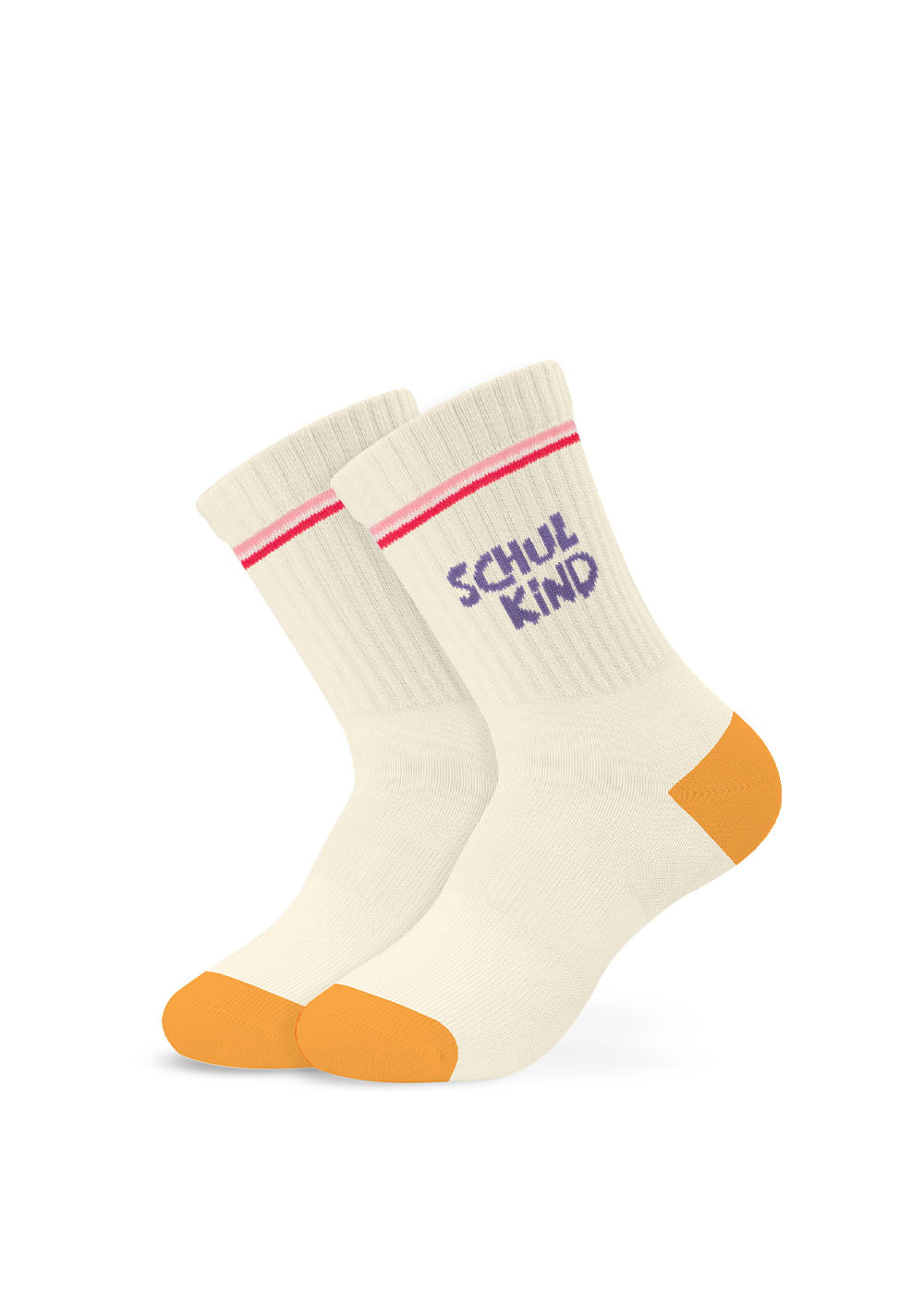 J.Clay Schulkind - Orange Purple Kids: weiße Socken mit orangefarbenen, rosa und lilafarbenen Details.