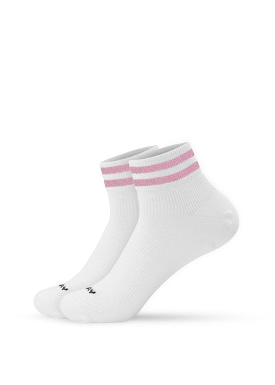 J.Clay Glitter Stripes – SSH: weiße Söckchen mit zwei rosa Streifen auf einheitlichem weißem Hintergrund.