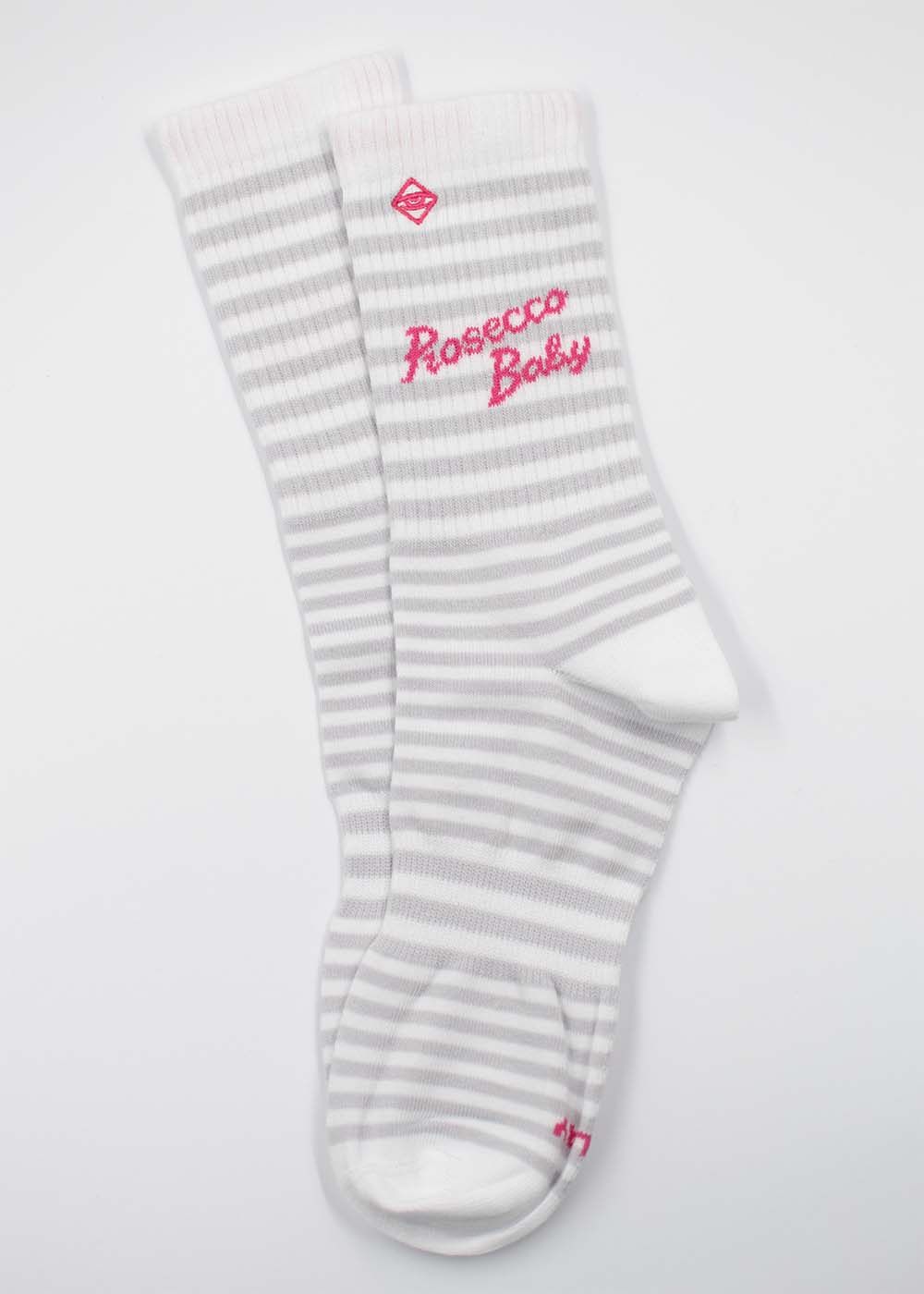 J.Clay Prosecco Baby weiß-grau gestreifte Retro-Socken - lässiger Streetstyle.