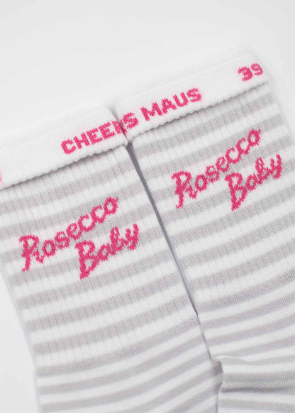 Weiß  grau gestreifte J.Clay Socken: Prosecco Baby in Rosa für einen verspielten Streetstyle-Look.
