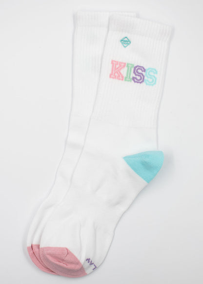 J.Clay Kiss-Socken mit pastellrosa und blauen Zehen - ein witziges Accessoire für Ihren Look.
