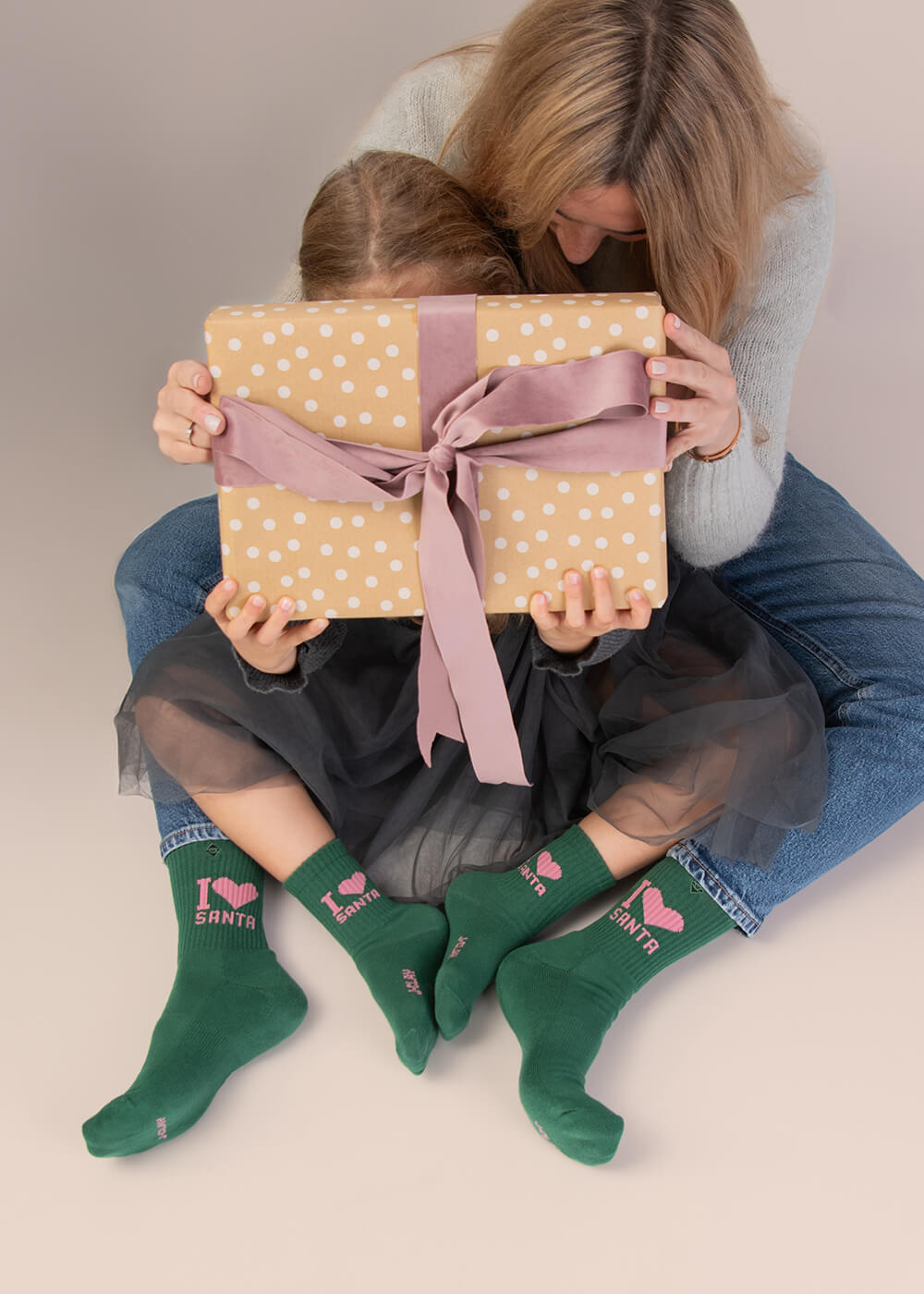 I Love Santa - Dark Green - Weihnachtssocken mit Spruch 64054332522764
