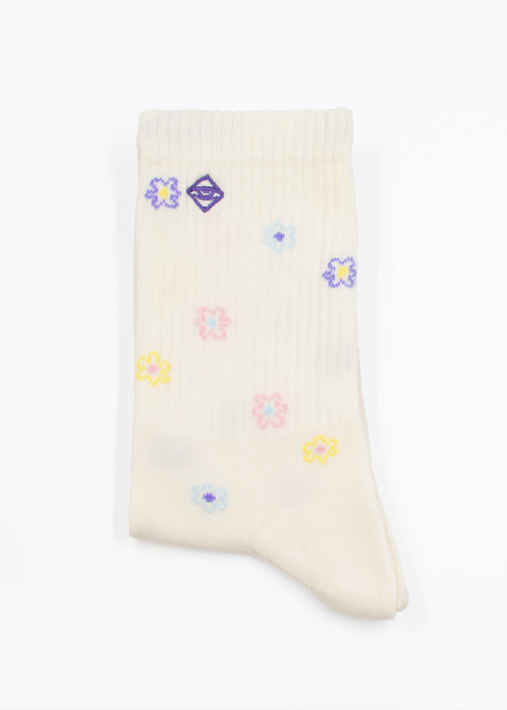 Blumenkind - Beige tennissocken mit Blumenmuster 63100938027276