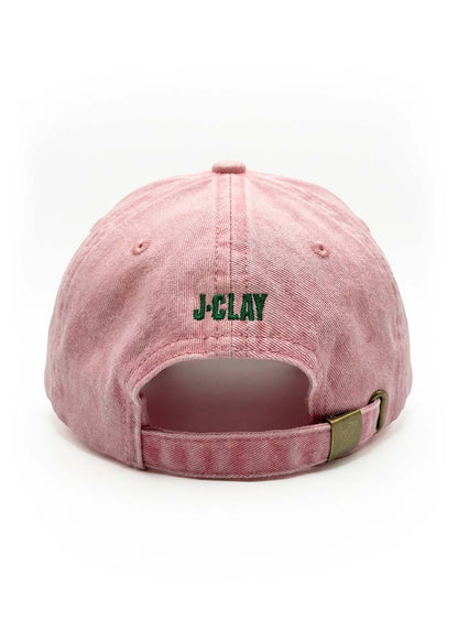 Sorry I'm late - Kids Cap von J.Clay; rosa mit salbeigrünen Details, verstellbarer Riemen, Logo auf der Rückseite.