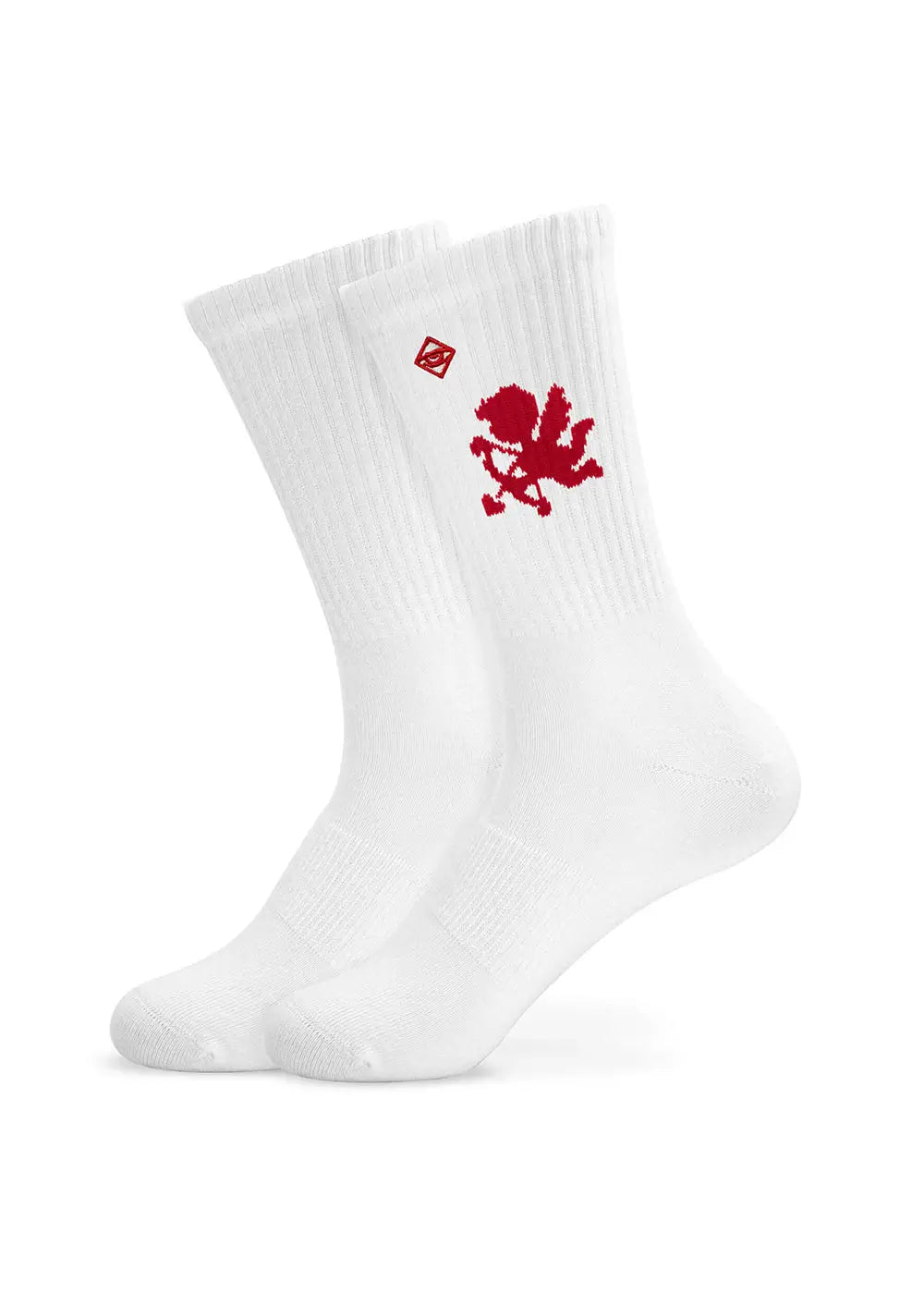 J.Clay Love Pack: Weiße Socken mit rotem Löwen und Diamantgrafik, perfekt als Geschenk.