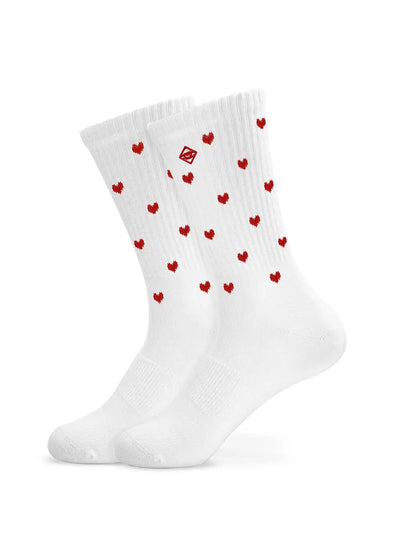J.Clay Love Pack: Weiße Tennissocken mit roten Herzen - perfekt als süßes Geschenk.