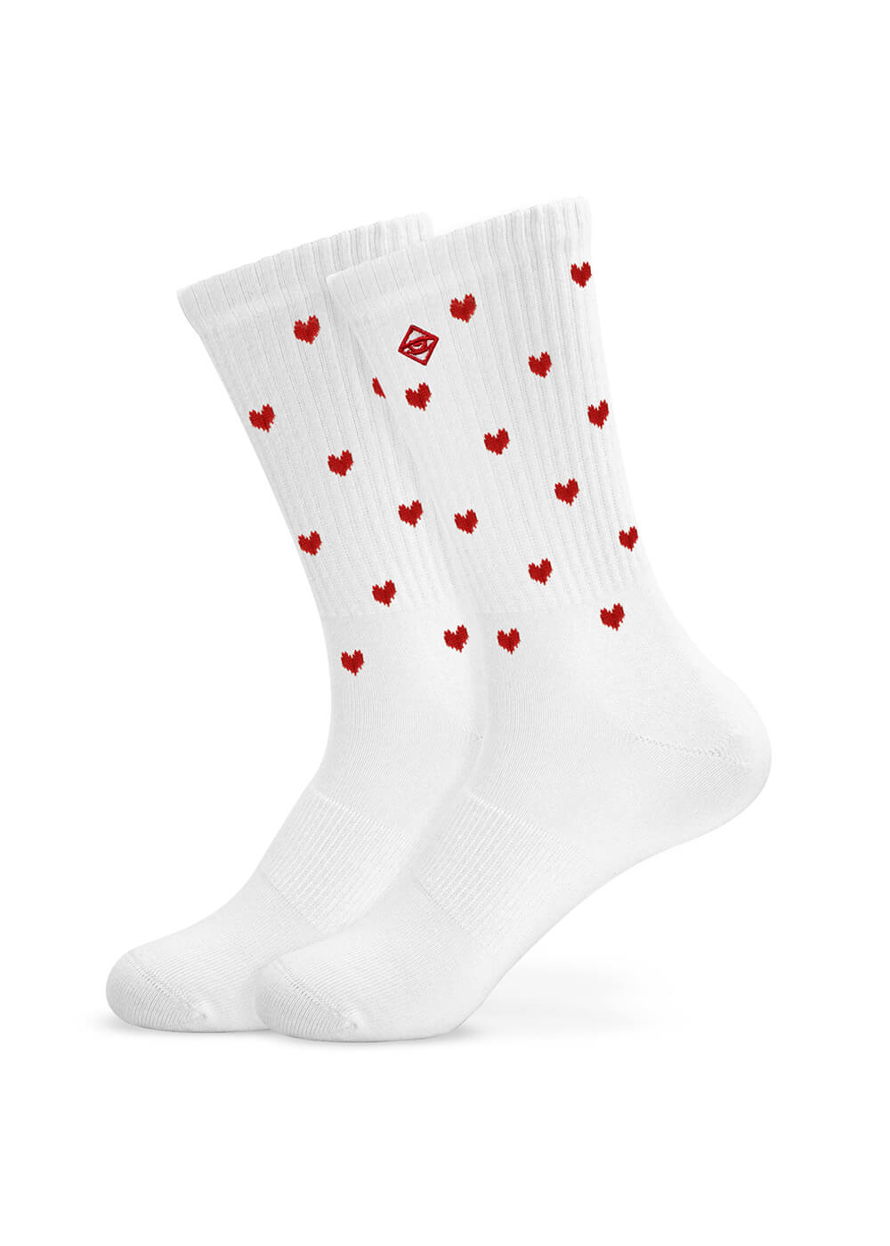 J.Clay Red Hearts – Familienpackung: weiße Socken mit kleinen roten Herzen, ideal für den Mini-Me-Style.