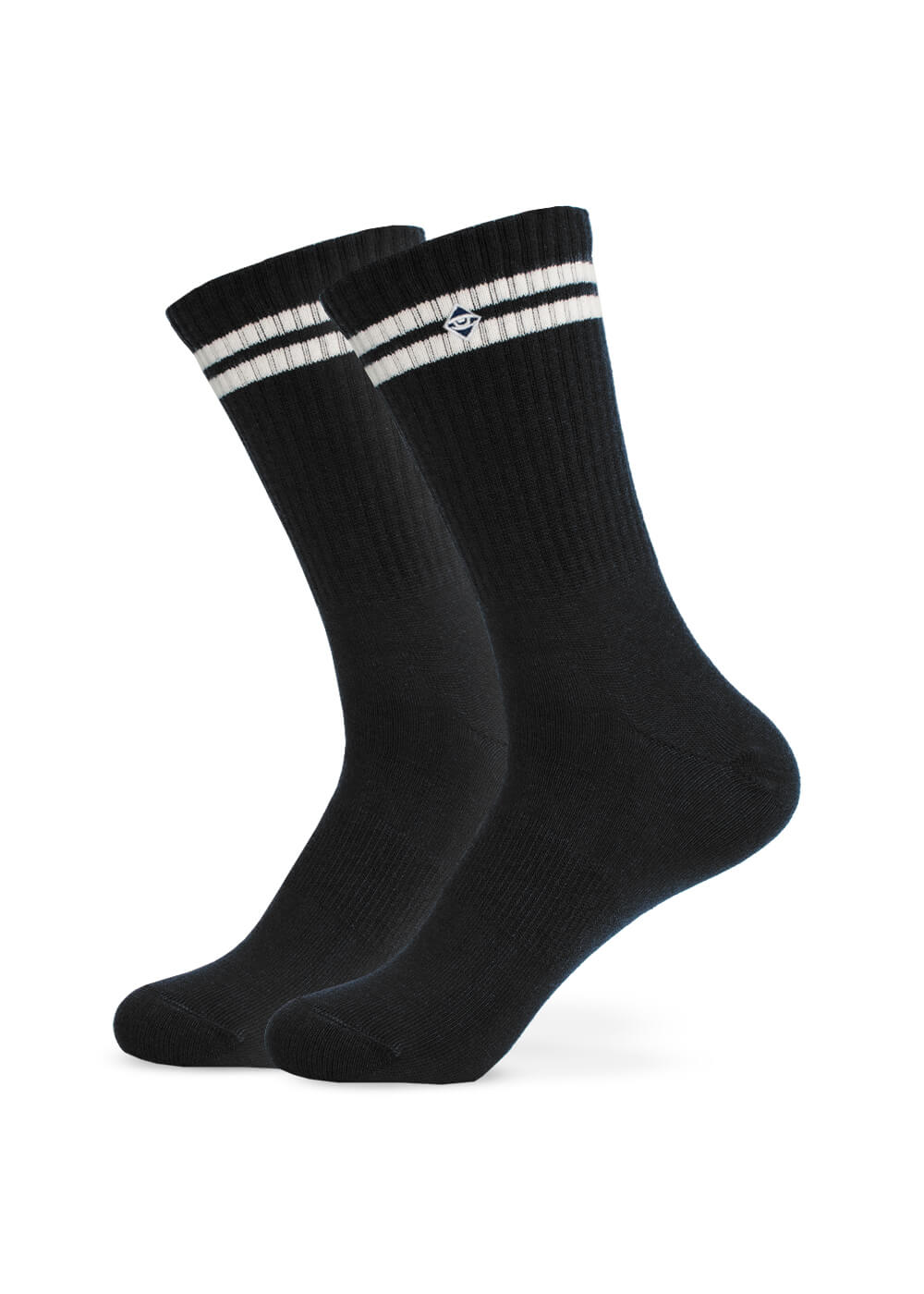 Basic Black - Schwarze Tennissocken mit Streifen 33071777120524