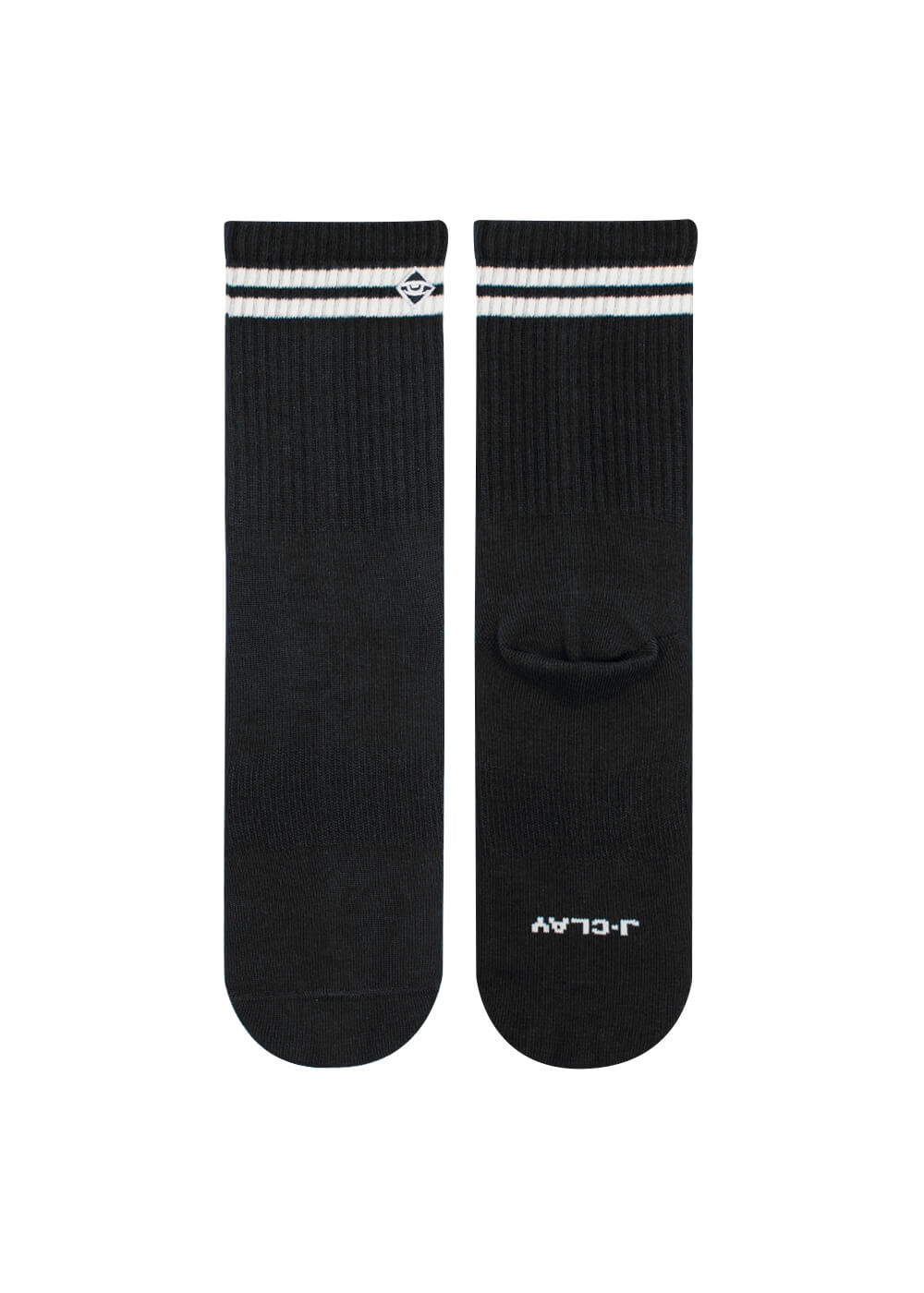 Basic Black - Schwarze Tennissocken mit Streifen 33071796650252