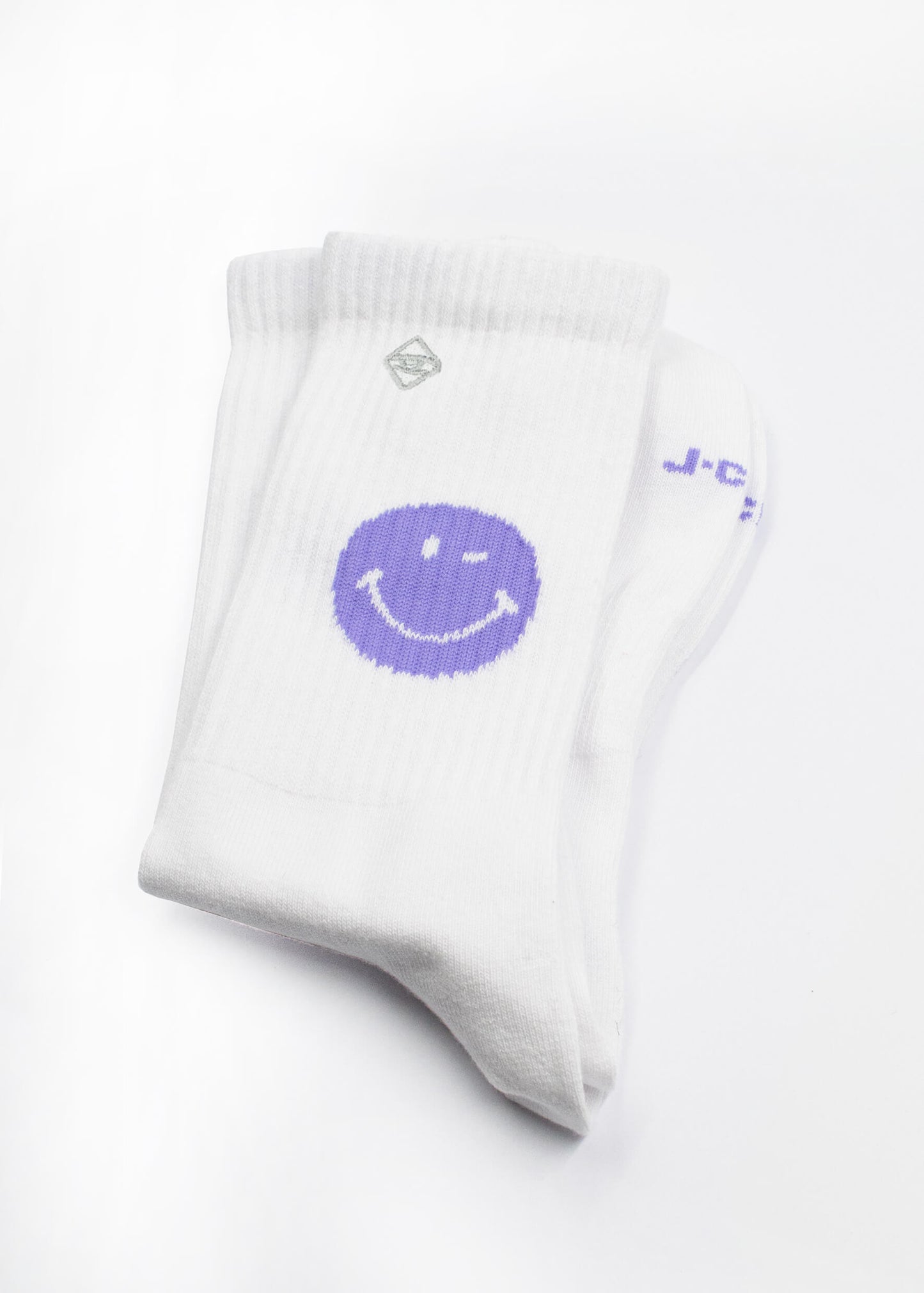 Weisse Socken mit Smiley Motiv