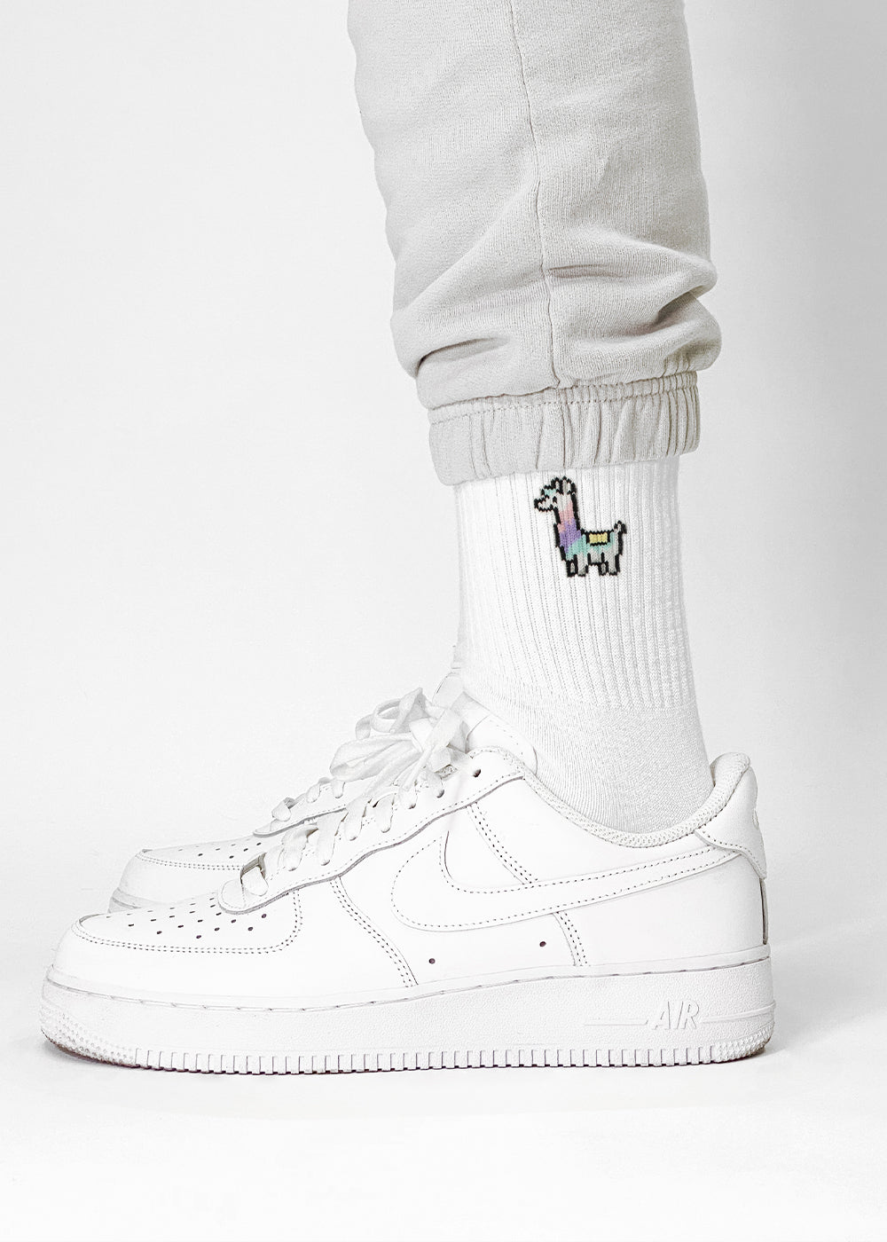 Lama - Weiße Socken mit Lama Motiv 35301849727244